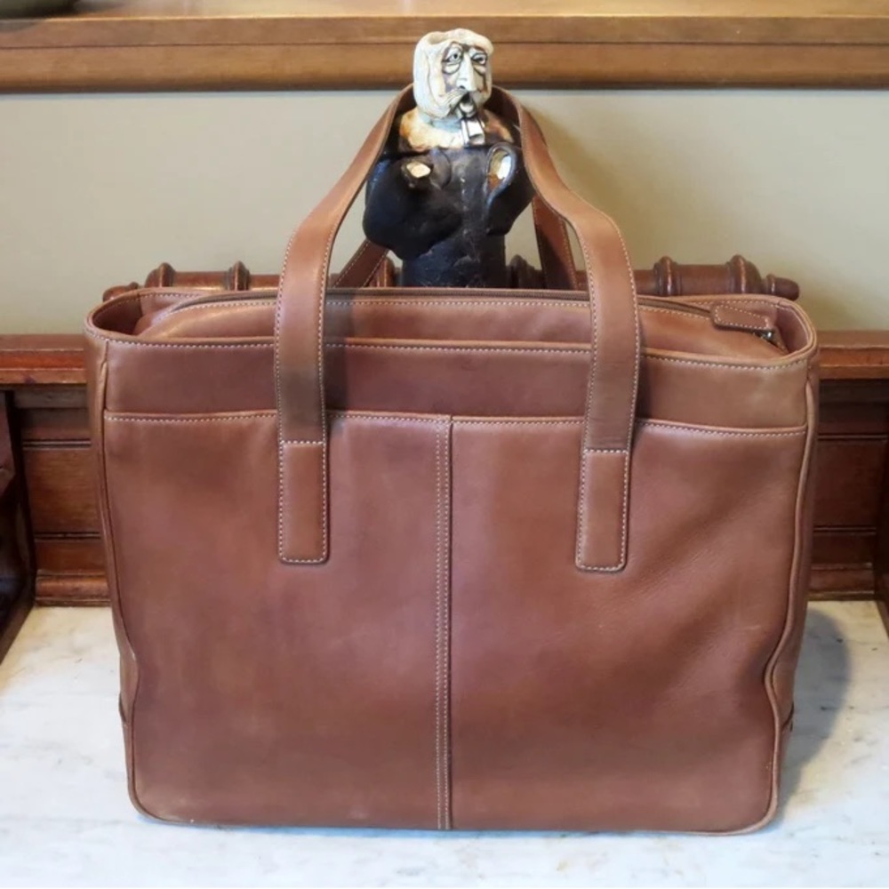 Coach Hamptons Tote/Laptop Bag In British Tan Leather W/ Dual Handles